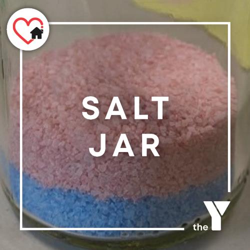 A jar of blue and pink salt