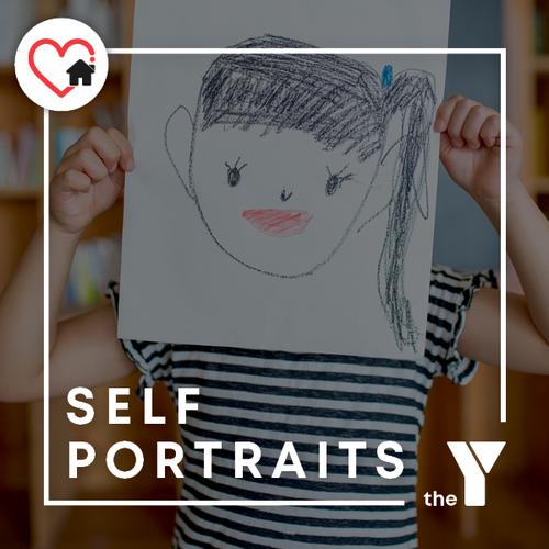 A young person holding a self-portrait in front of their face